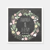 Boho Flower Wreath Rustic Chalkboard Wedding Servetten (Voorkant)