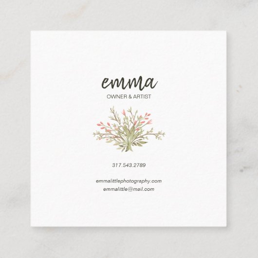 Boho Flower Wreath Vierkante Visitekaartje (Achterkant)