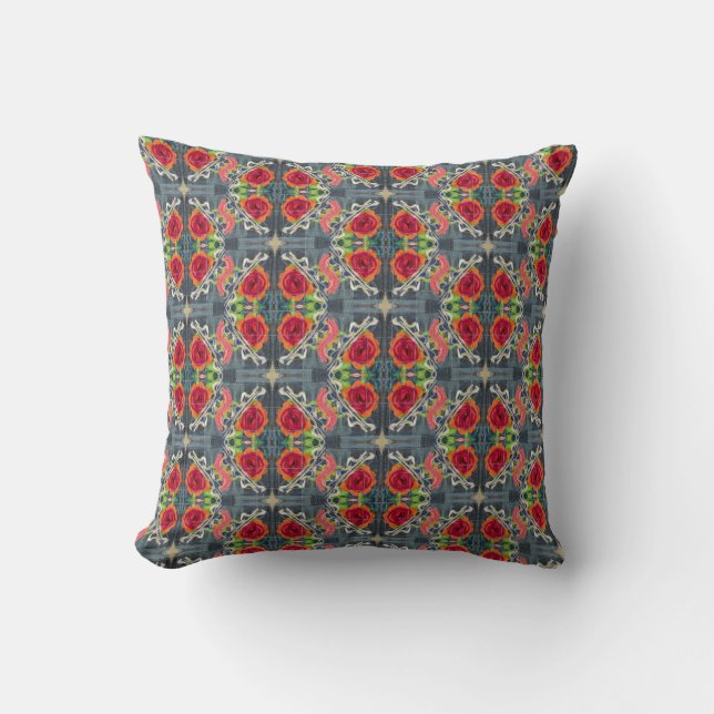 Boho flowerd repeated pattern.  beautiful kussen (Voorkant)