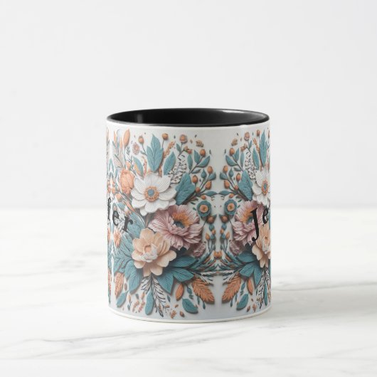 Boho Flowers 3D Mode Koffie Mok (Midden)