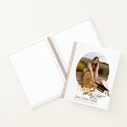 Boho Flowers Afstuderen Fotogastenboek Notitieboek (Binnen)