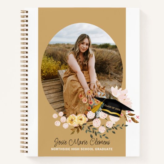 Boho Flowers Afstuderen Fotogastenboek Notitieboek (Voorkant)