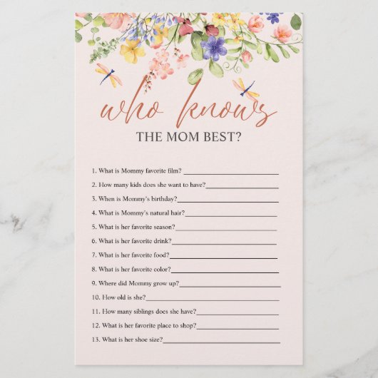 Boho Flowers and Dragonfly BABY SHOWER WHO KENNIS Flyer (Voorkant)