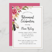 Boho Flowers and Feathers Rustiek Pensioenfeest Kaart (Voorkant / Achterkant)