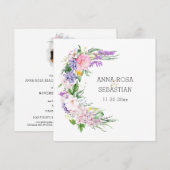 *~* Boho Flowers AR12 QR RSVP Wedding Invitation Kaart (Voorkant / Achterkant)