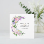 *~* Boho Flowers AR12 QR RSVP Wedding Invitation Kaart (Staand voorkant)