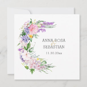*~* Boho Flowers AR12 QR RSVP Wedding Invitation Kaart