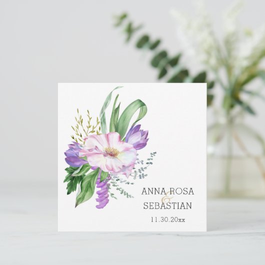 *~* Boho Flowers AR15 QR RSVP Wedding Kaart (Staand voorkant)