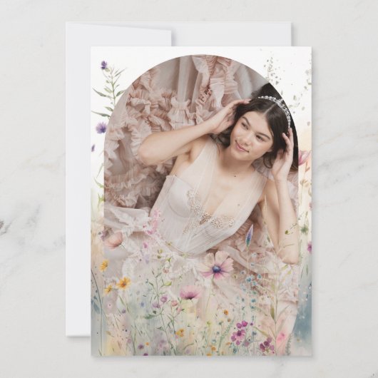 Boho Flowers & Arch Photo Sweet 16 Birthday Kaart (Achterkant)