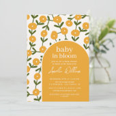 Boho Flowers Baby in Bloom Shower Invitation Kaart (Staand voorkant)