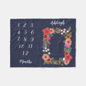 Boho Flowers Baby Maandelijkse mijlpaal Fleece Deken (Voorkant (Horizontaal))
