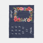 Boho Flowers Baby Maandelijkse mijlpaal Fleece Deken (Voorkant)