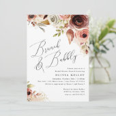 Boho Flowers Brunch & Bubbly Aardse Vrijgezellenfe Kaart (Staand voorkant)