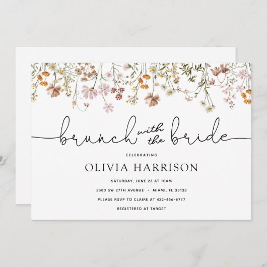 Boho Flowers Brunch met de Bride Shower Kaart (Voorkant / Achterkant)