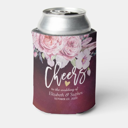 Boho Flowers Burgundy Red Blikjeskoeler (Blikje Achterkant)