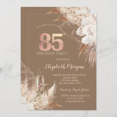 Boho Flowers,Champagne Glass,Terracotta 85th Kaart (Voorkant / Achterkant)