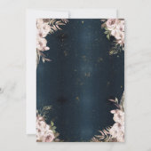 Boho Flowers Confetti Donkerblauw Sweet 16 Kaart (Achterkant)