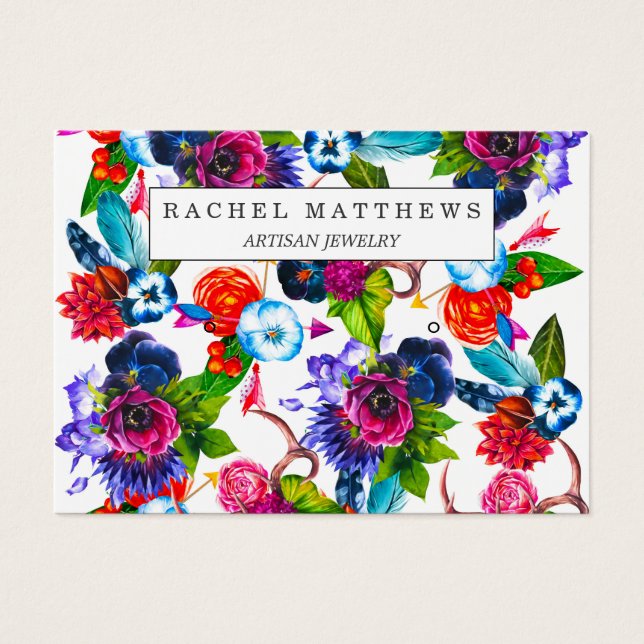 Boho Flowers Deer Antlers verlaat het oorzakelijke Visitekaartje (Voorkant)