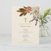 Boho Flowers doopsel Christelijke Kruisdoop Kaart (Staand voorkant)