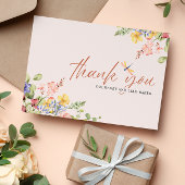 Boho Flowers Dragonfly Dank je bruiloft Bedankkaart