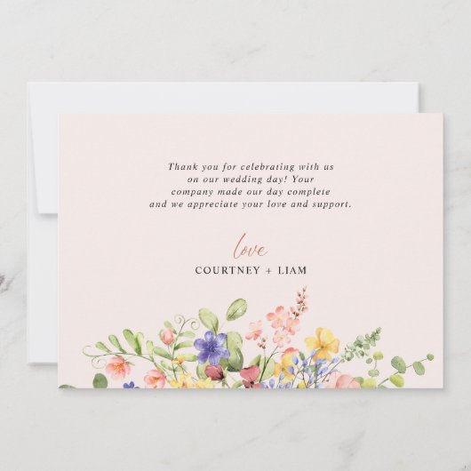 Boho Flowers Dragonfly Dank je bruiloft Kaart (Achterkant)