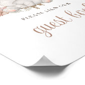 Boho Flowers Elephant Baby shower Gastenboek bord Poster (Hoek)