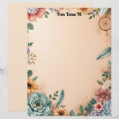 Boho Flowers Feathers en Dreamcatcher Briefhoofd (Voorkant / Achterkant)