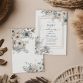 Boho Flowers Floral Wildflower Rustiek Baby shower Kaart