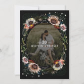 Boho Flowers Foto Zwart Save The Date (Voorkant)