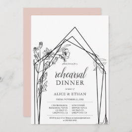 Boho Flowers Geometric Rehearsal Diner Kaart