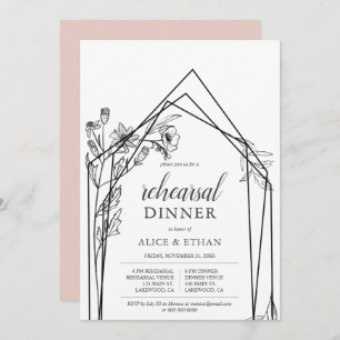 Boho Flowers Geometric Rehearsal Diner Kaart