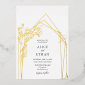 Boho Flowers Geometric Wedding Folie Uitnodiging (Voorkant)