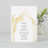 Boho Flowers Geometric Wedding Folie Uitnodiging (Staand Voorkant)