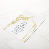 Boho Flowers Geometric Wedding Folie Uitnodiging (Gedraaid)