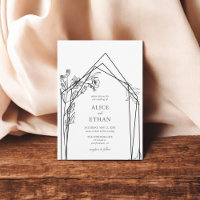 Boho Flowers Geometric Wedding Invitation