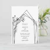 Boho Flowers Geometric Wedding Invitation Kaart (Staand voorkant)