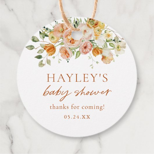 Boho Flowers Girl Baby shower Bedankt Bedankjes Labels (Achterkant)