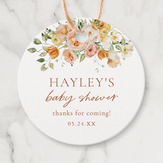 Boho Flowers Girl Baby shower Bedankt Bedankjes Labels (Voorkant)