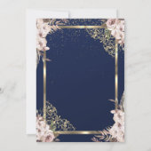 Boho Flowers Gold Lijst Navy Blue Pensioen Kaart (Achterkant)