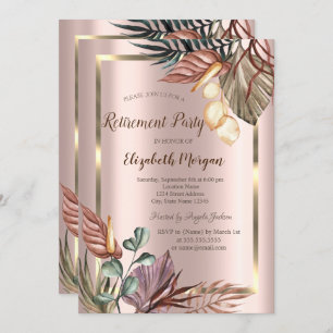 Boho Flowers Gold Lijst, Roos Gold Retirement Kaart