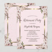 Boho Flowers Goud Lijst Blush Roze Pensioen Kaart (Voorkant / Achterkant)