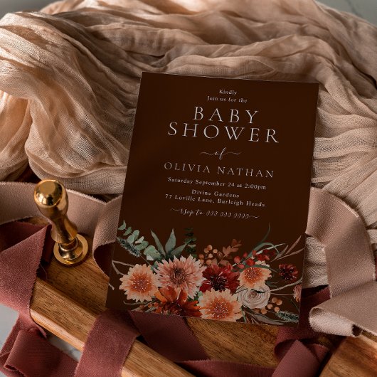 Boho Flowers Herfst Zomer Herfst Baby shower Kaart