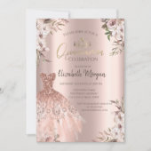 Boho Flowers Jurk Roos Gold Quinceanera Kaart