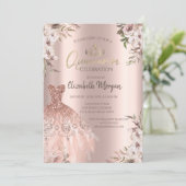 Boho Flowers Jurk Roos Gold Quinceanera Kaart