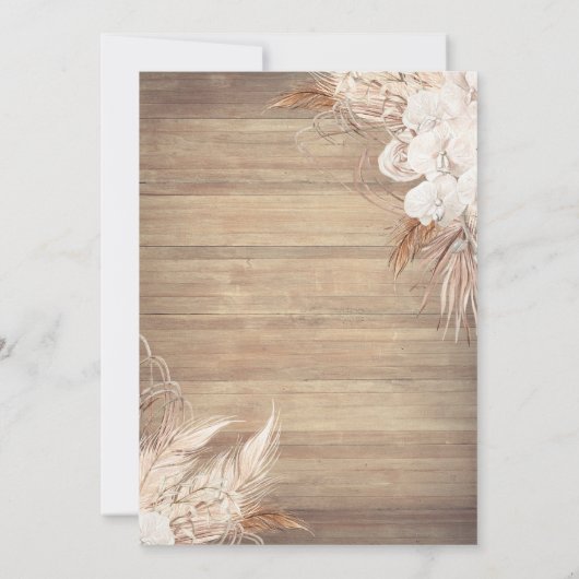 Boho Flowers, Lichten, Hout, Lijst Graduation Part Kaart (Achterkant)