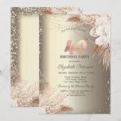 Boho Flowers,Lights Glitter Frame Gold 40th Kaart (Voorkant / Achterkant)