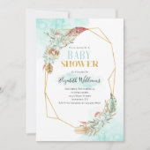 Boho Flowers Lijst Baby shower Uitnodiging (Voorkant)
