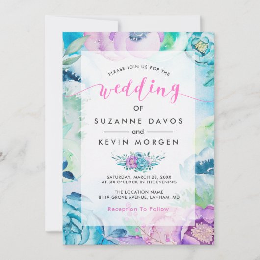 Boho Flowers & Modern WeddingTypografie Kaart (Voorkant)