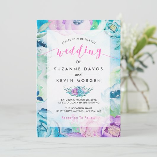 Boho Flowers & Modern WeddingTypografie Kaart (Staand voorkant)