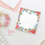 Boho Flowers Monogrammed Notitieblok<br><div class="desc">Monogrammed-blocnote met uw initialen in donkerblauw en mooie boho-bloemen in heet roze,  koraalrood,  oranje en blauw.</div>
